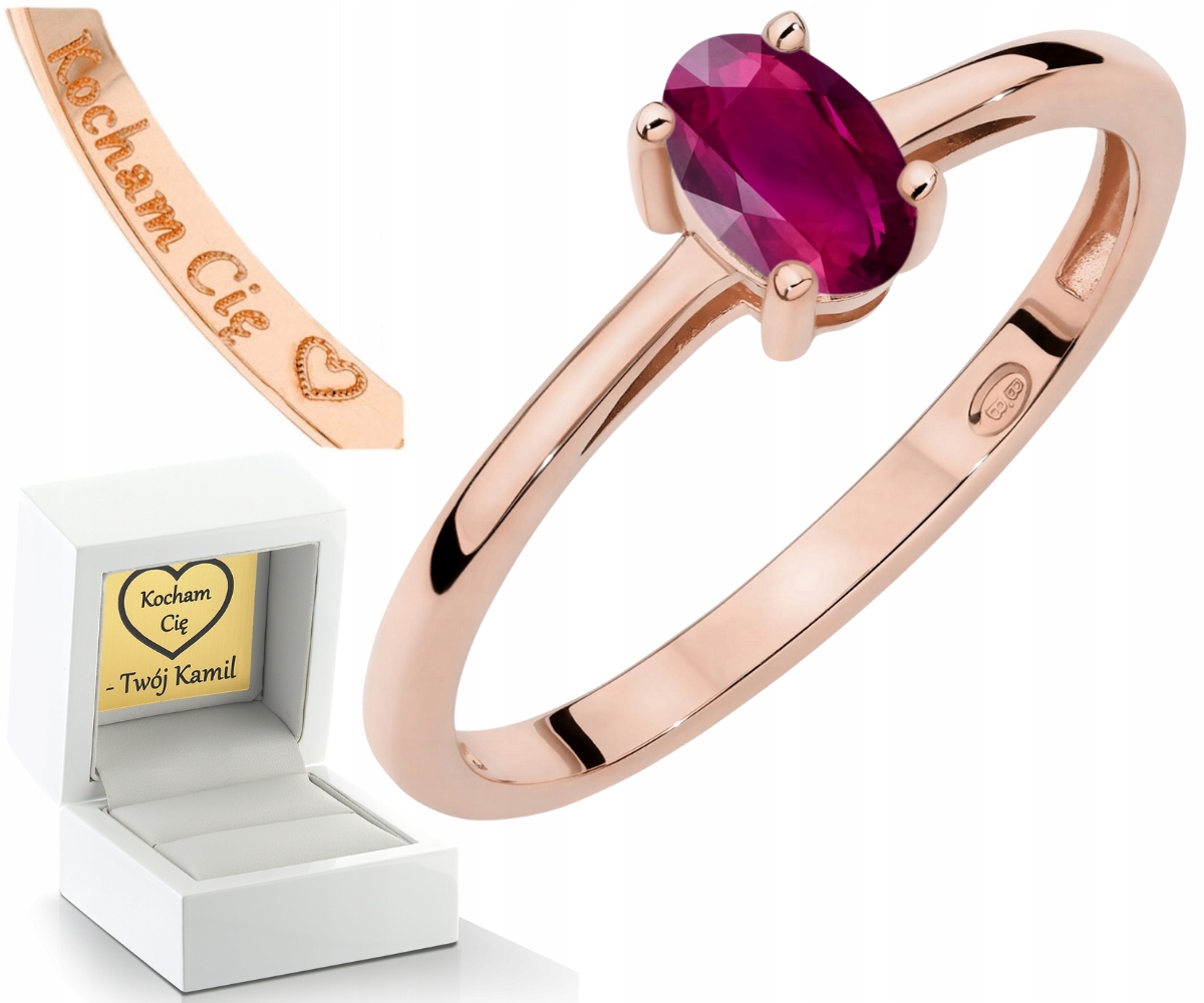 Růžové Zlato Prstýnek Přírodní Kámen Rodolit Drť 585