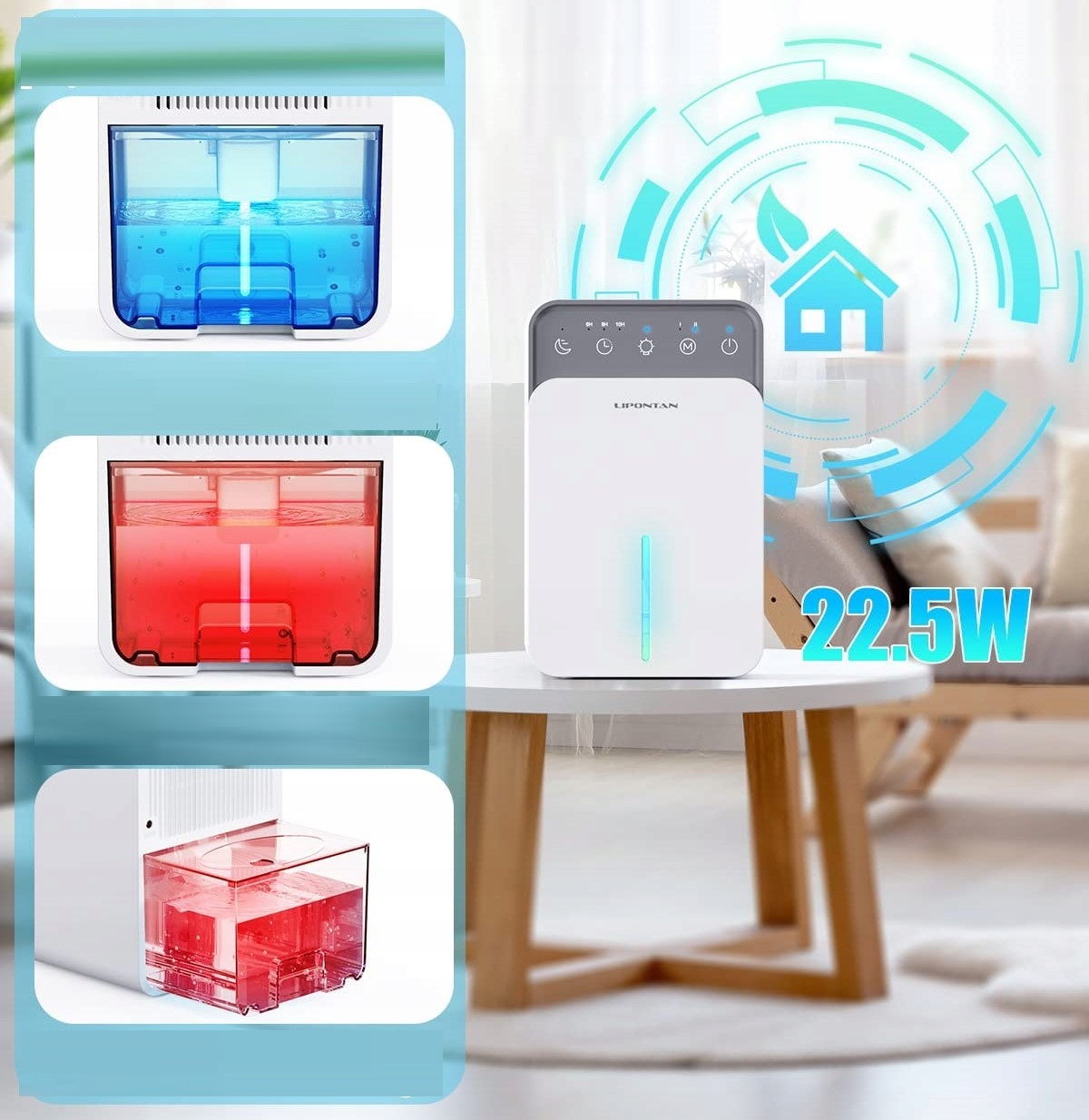 Elektryczny osuszacz 1500 ml timer, lampka nocna Wydajność 0.3 l/24 h