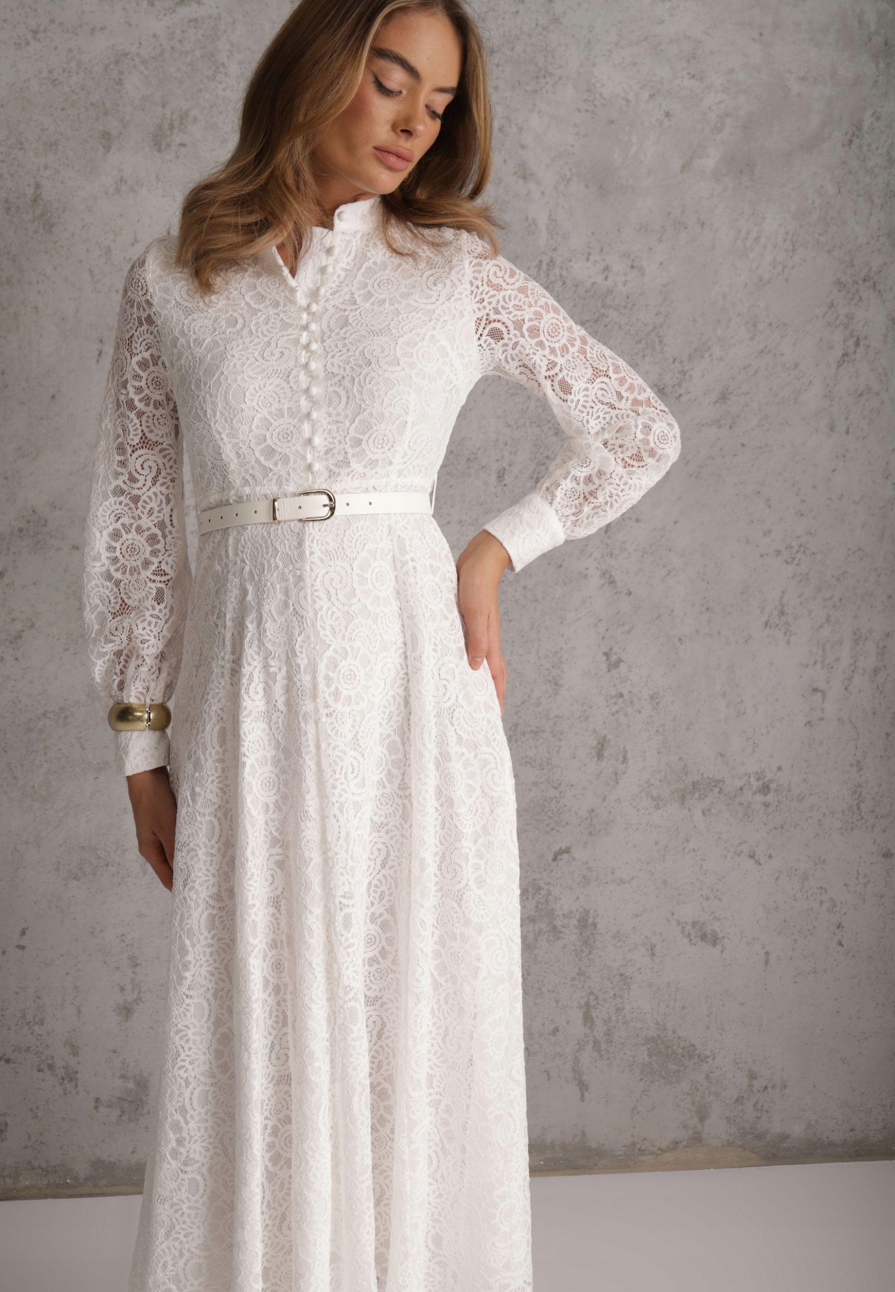 Šaty Bílá Vypasovaná Šmizjerka s Viskózou Elegantní Renee S/m