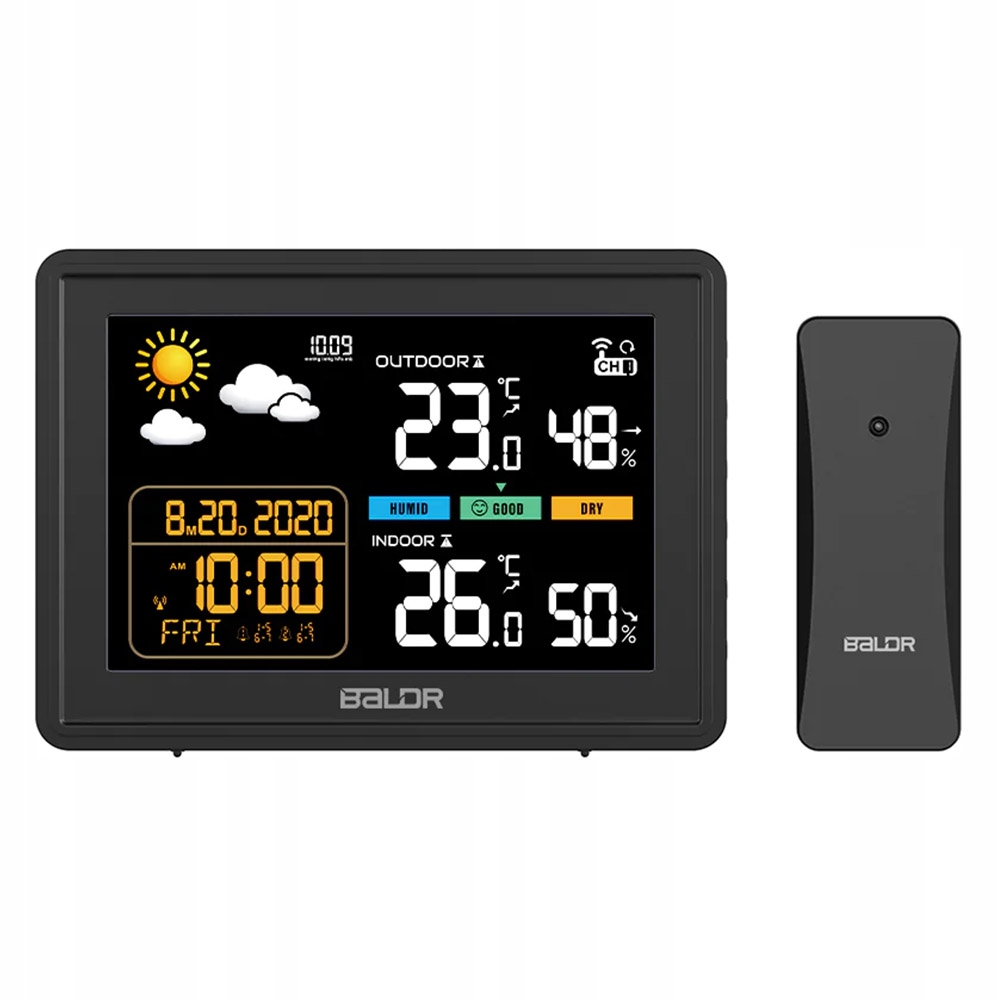 BEZPRZEWODOWA STACJA POGODOWA HIGROMETR TERMOMETR ZEWNĘTRZNY CZUJNIK POGODY Materiał aluminium