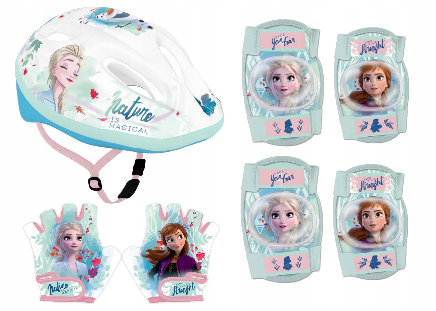 Zestaw Na Rower 4 ochraniacze kask rękawiczki bez palców Kraina Lodu Frozen