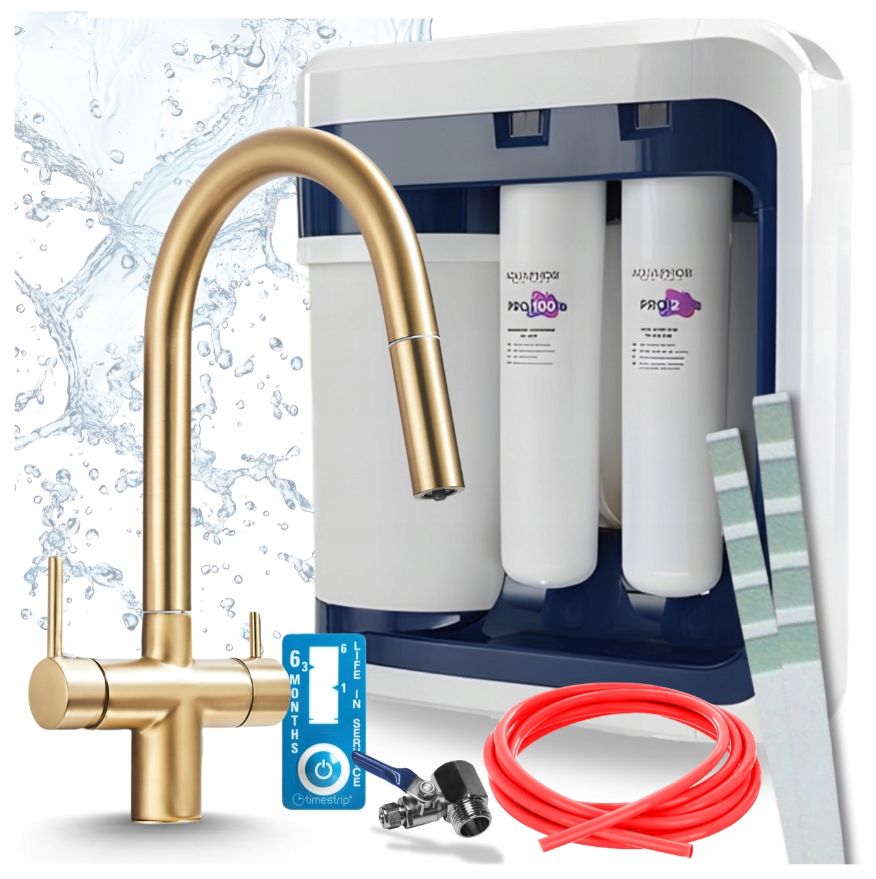 Kuchynská Batéria Zlatá Otočná Filter Aquaphor RO202S Pro Reverzná Osmóza