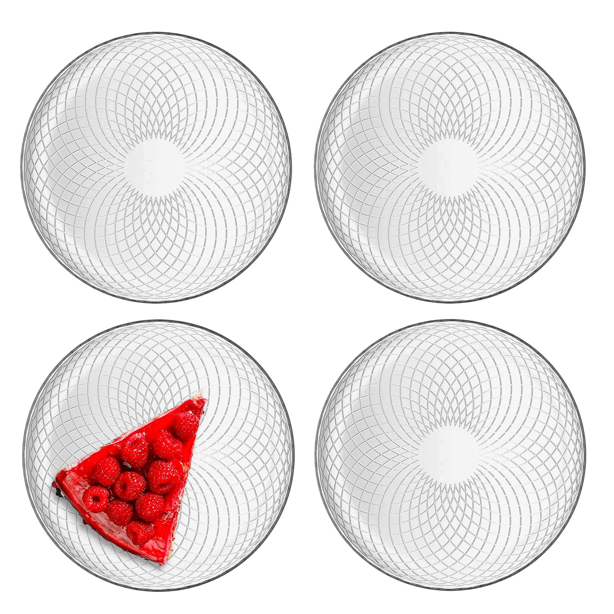 Dezertové Talíře 4 Ks 17,4 CM Skleněné Průhledné Geometrické