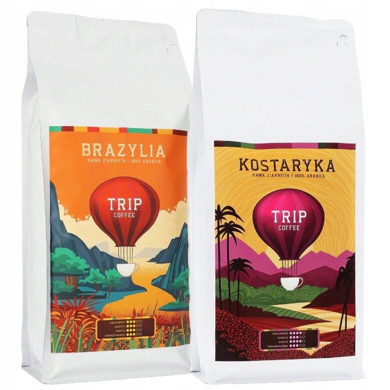 Zestaw 2x1kg Kawa ziarnista Trip Coffee Brazylia 1kg Kostaryka 1kg