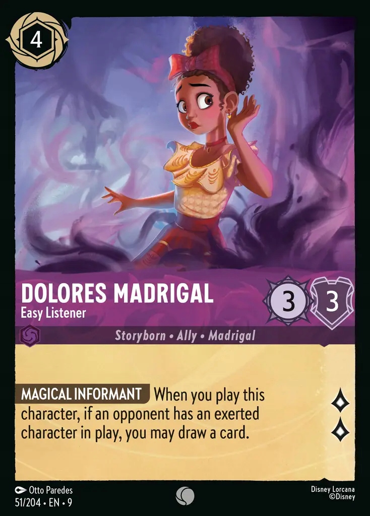 Disney Lorcana Dolores Madrigal Easy Listener 9FAB #051 Foil