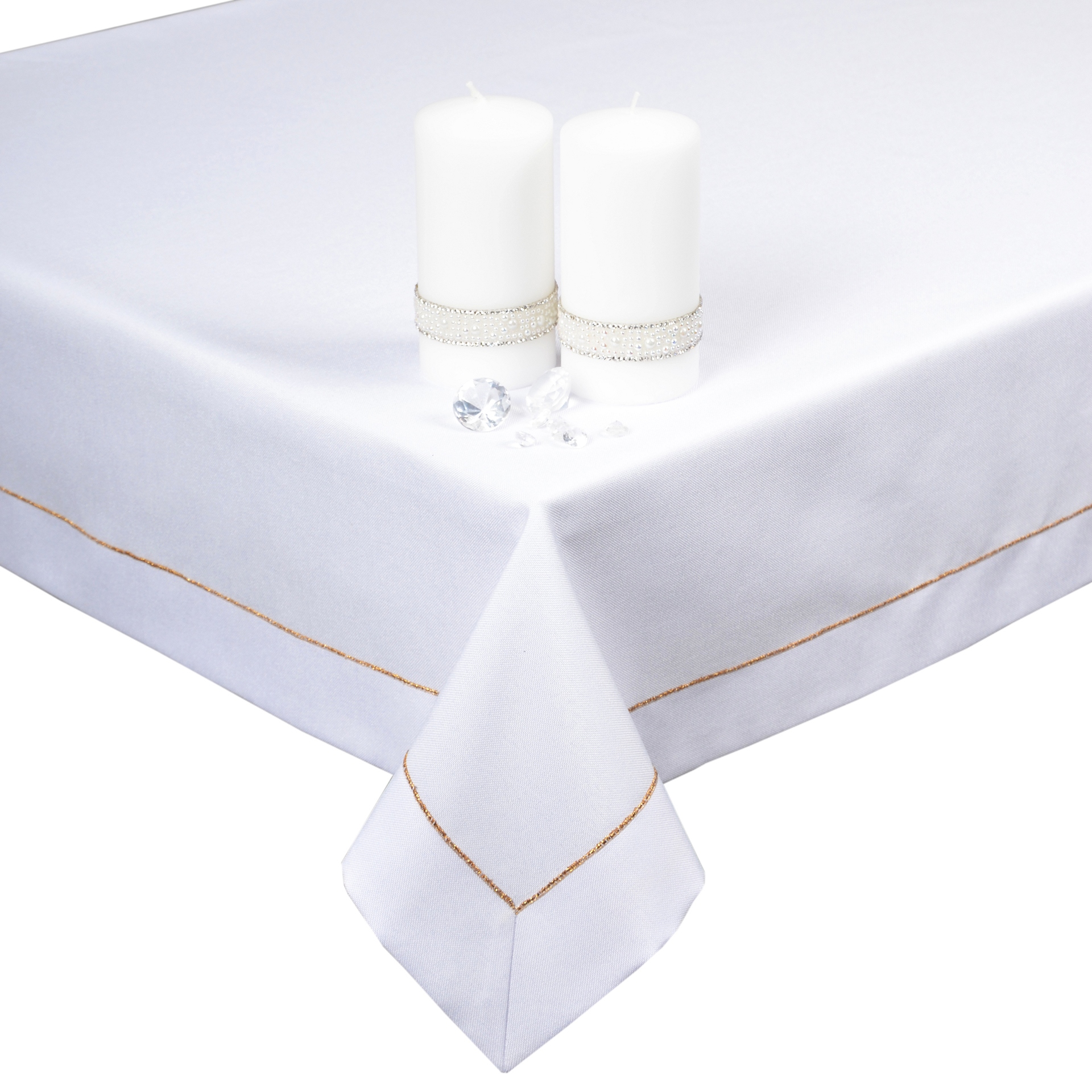 Obrus Plamoodporny Panama Lux na wymiar Agmar Biały złoto 140x280