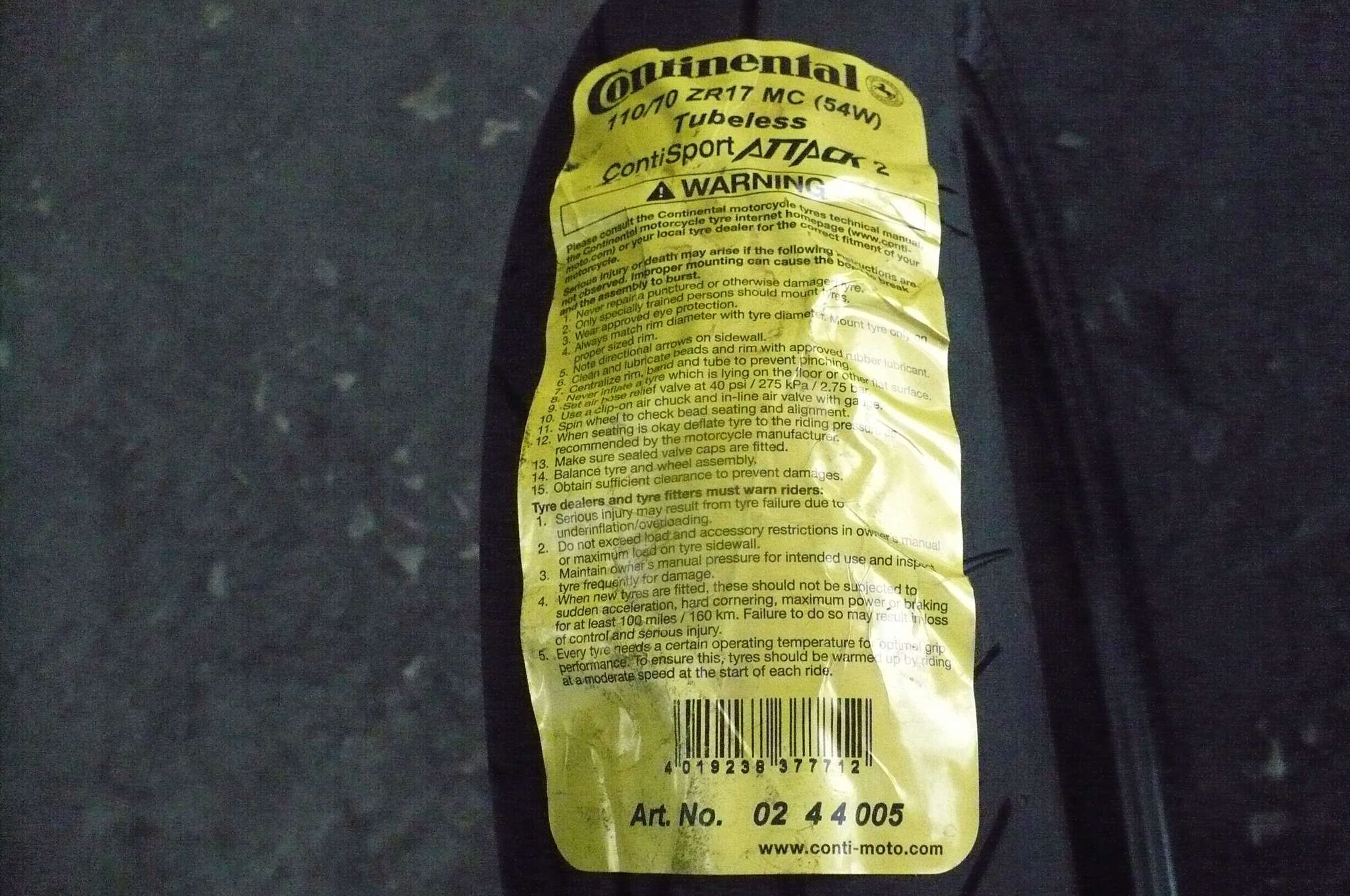 110/70ZR17 Continental ContiSportAttack 2 Nová