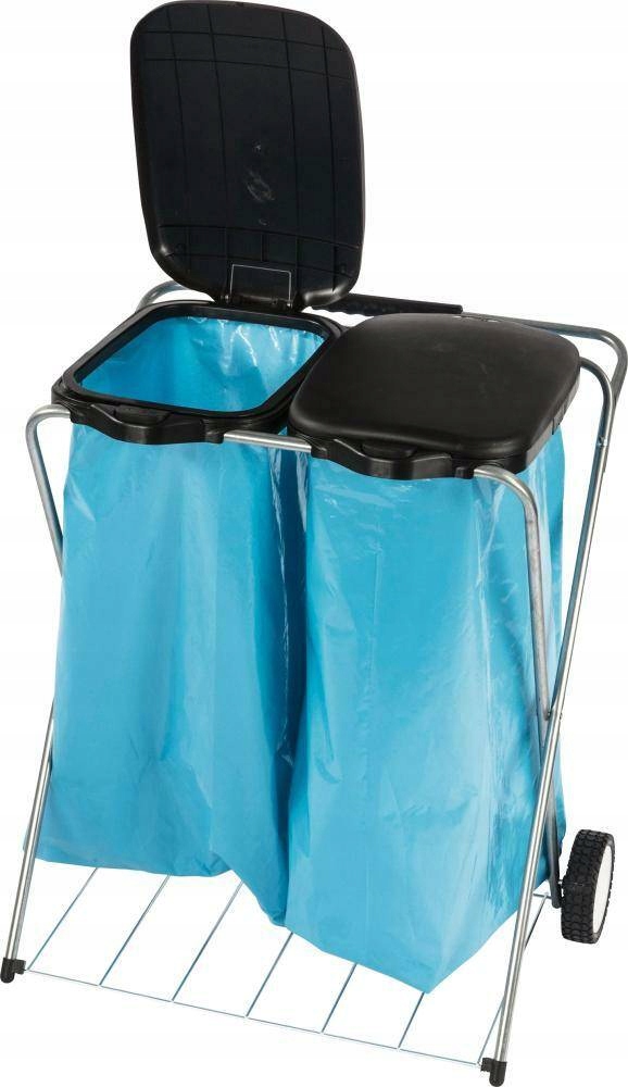 Levně Nádoba na odpad 2x120l, s víkem černá, pojízdná