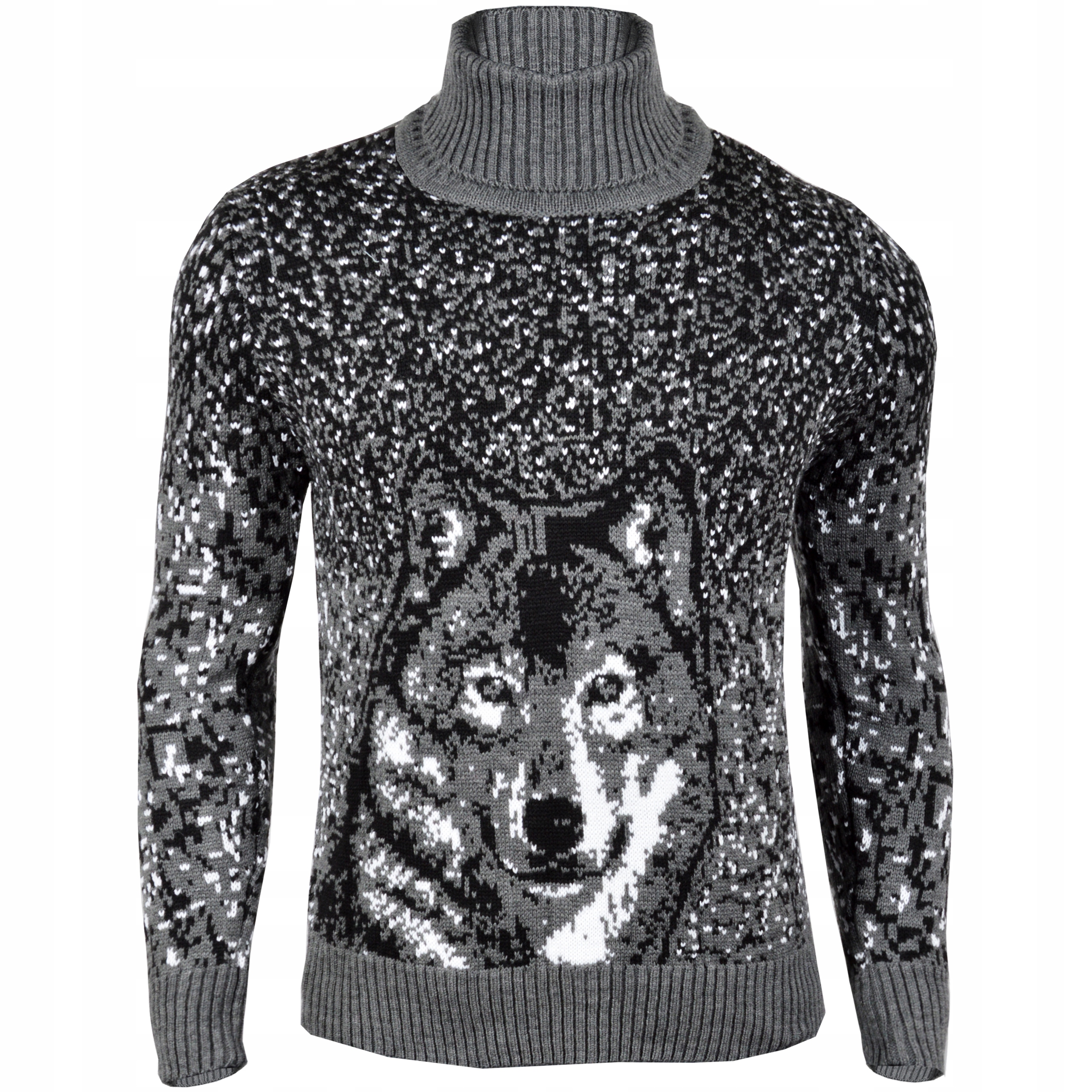 Pánský svetr Mikina Rolák Stojáček Vlna Stínovaný Mazany 3D Wolf