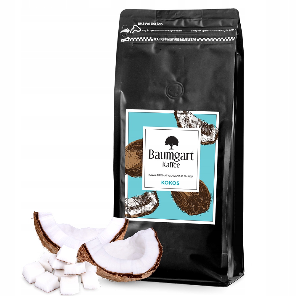 Kawa Mielona 1kg 1000g Smakowa 100% Arabica Brazylia Kokosowa Baumgart