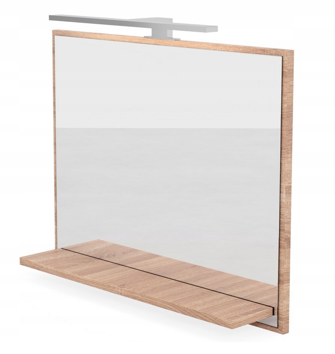 Zrcadlo s Led policí 60x50 cm dub sonoma Premium, závěsné