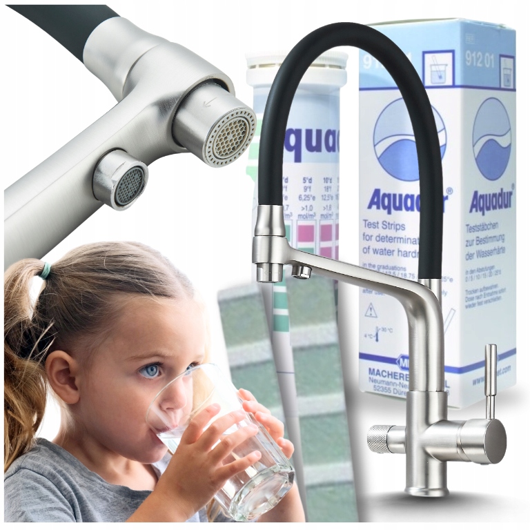 Kuchyňská Baterie Třícestná S Vytáhnou Sprchou Kohoutek Do Kuchyně Inox Mosaz