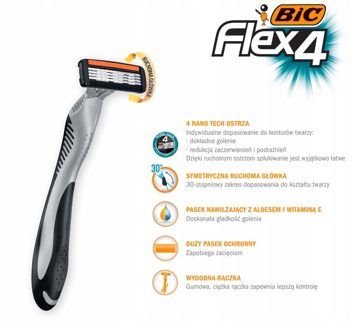 BIC Flex 4 maszynka do golenia 4-ostrzowa 3x3 szt. Rodzaj maszynka jednorazowa