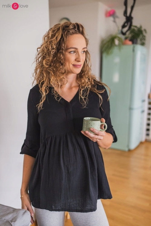 Mother Nature tunika z organického mušelínu, černá Milk&Love