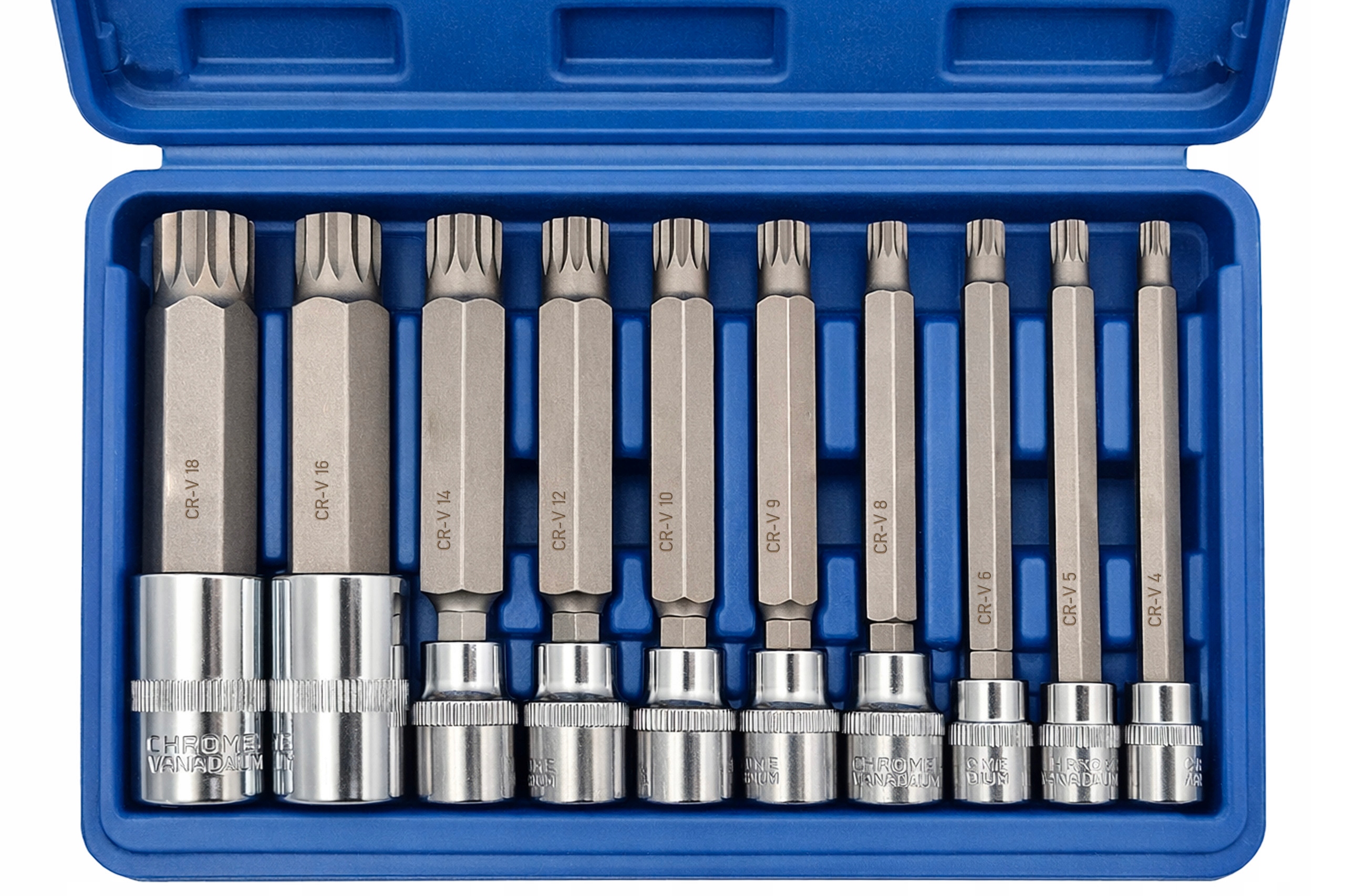 Zestaw Nasadek Spline 1/4 3/8 1/2 M4-M18 Xzn 10 Elementów Wpustowe Długie