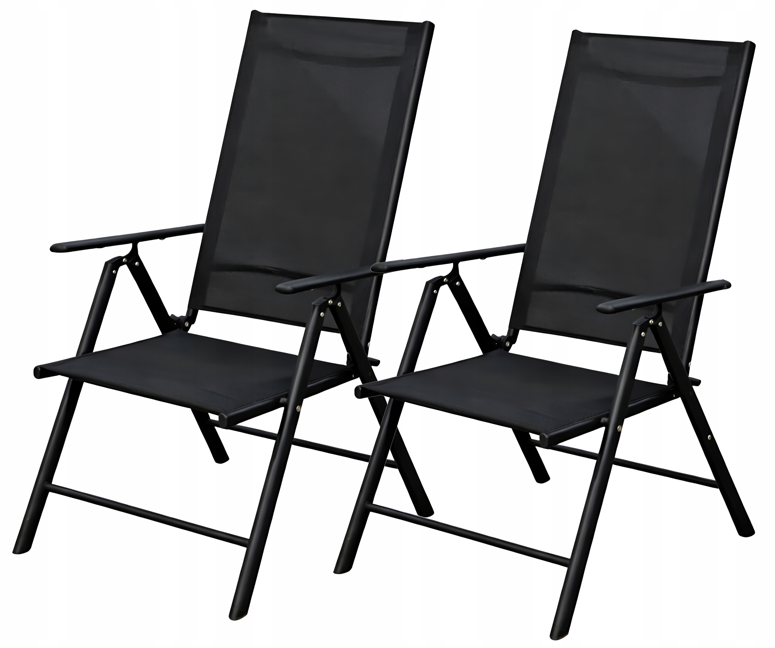 Krzesła Ogrodowe 2x Rozkładane Aluminiowe Leżak Taras Balkon Ogród czarne