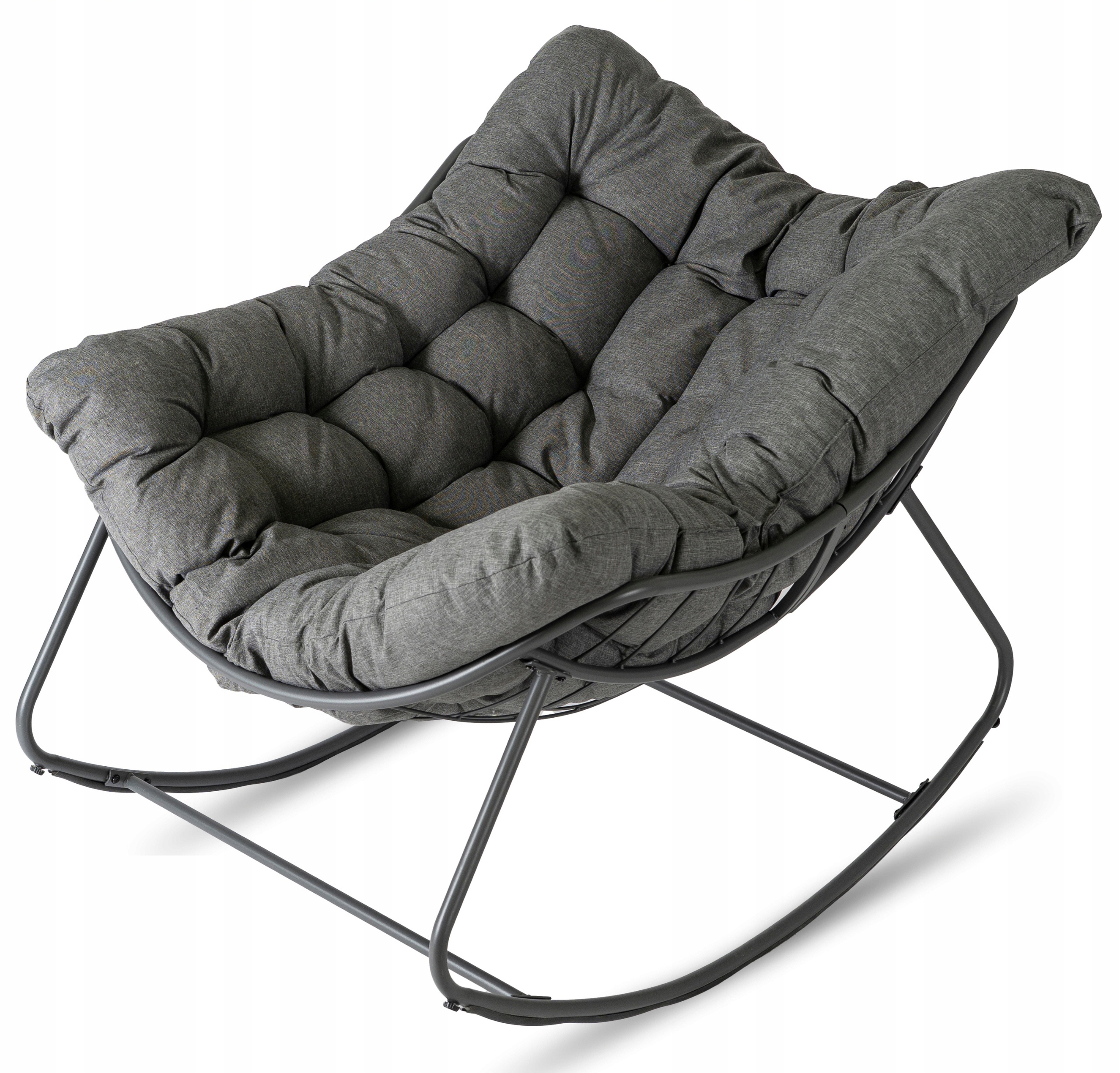 Fotel Leżak Ogrodowy Bujany Bujak Leżanka Do Salonu Na Taras LAREDO Szary Wysokość mebla 98 cm