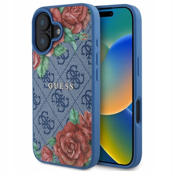 Originální pouzdro Guess pro iPhone 16 6.1" modré pouzdro s obal MagSafe