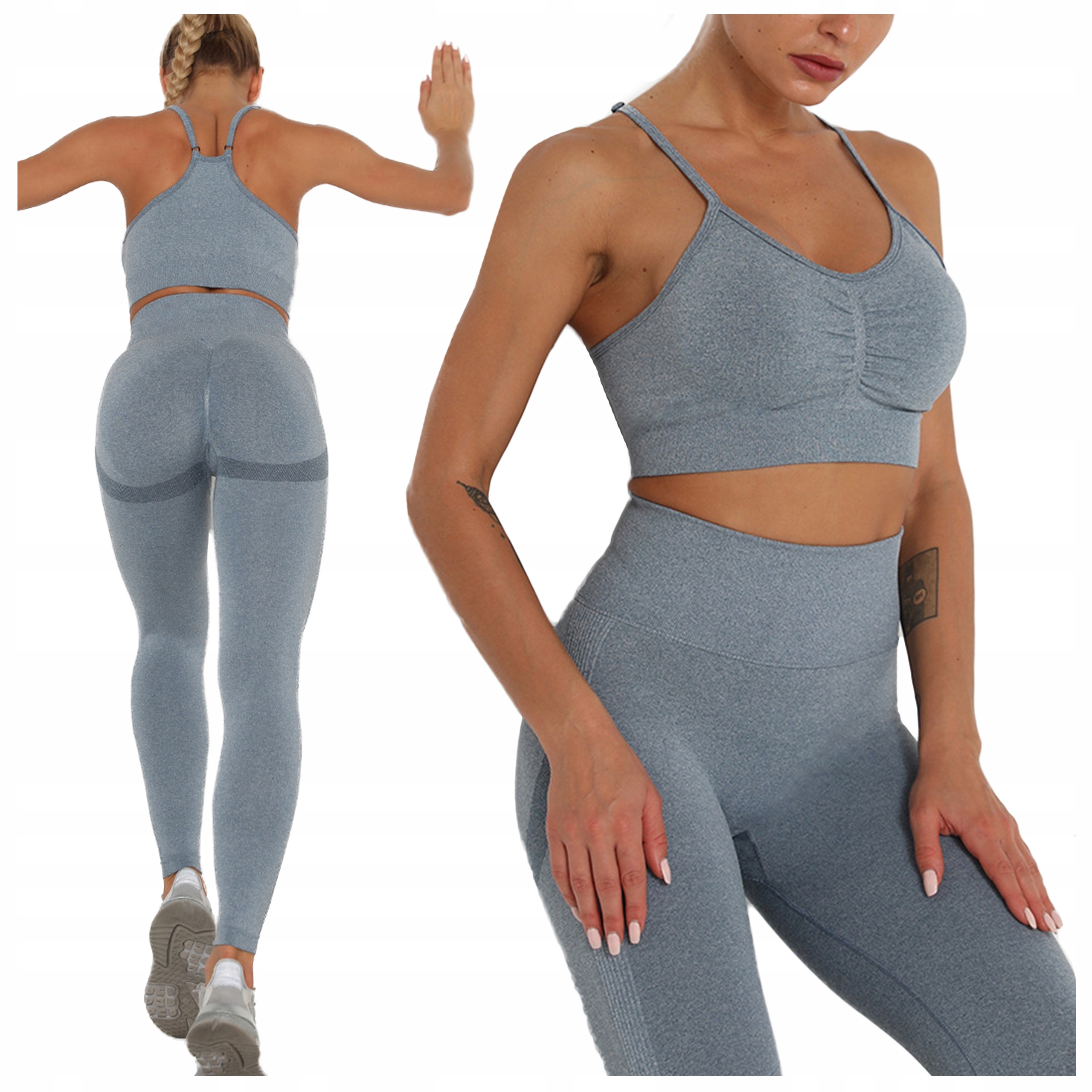 

Komplet Sportowy top legginsy bezszwowe fitness S