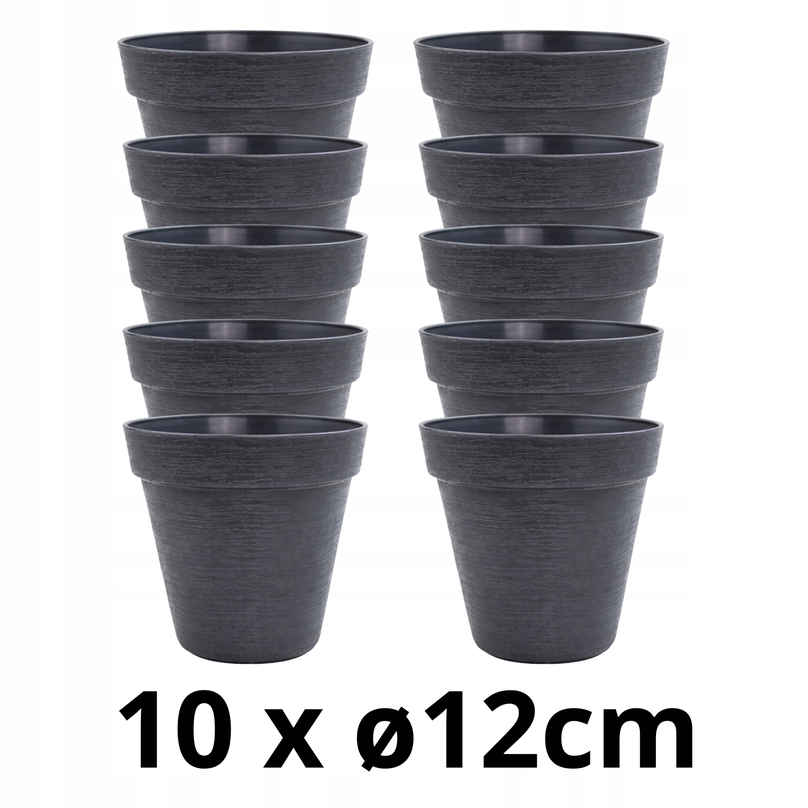 10 x Doniczka w Stylu LOFT 12 cm, 740ml, Eko, UV Odporna, Antracyt