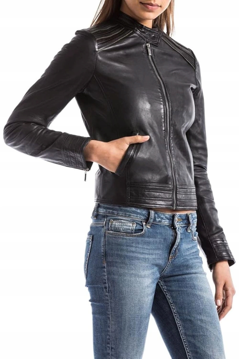 Kožená bunda Blue Wellford klasická dámská černá kůže vel. L