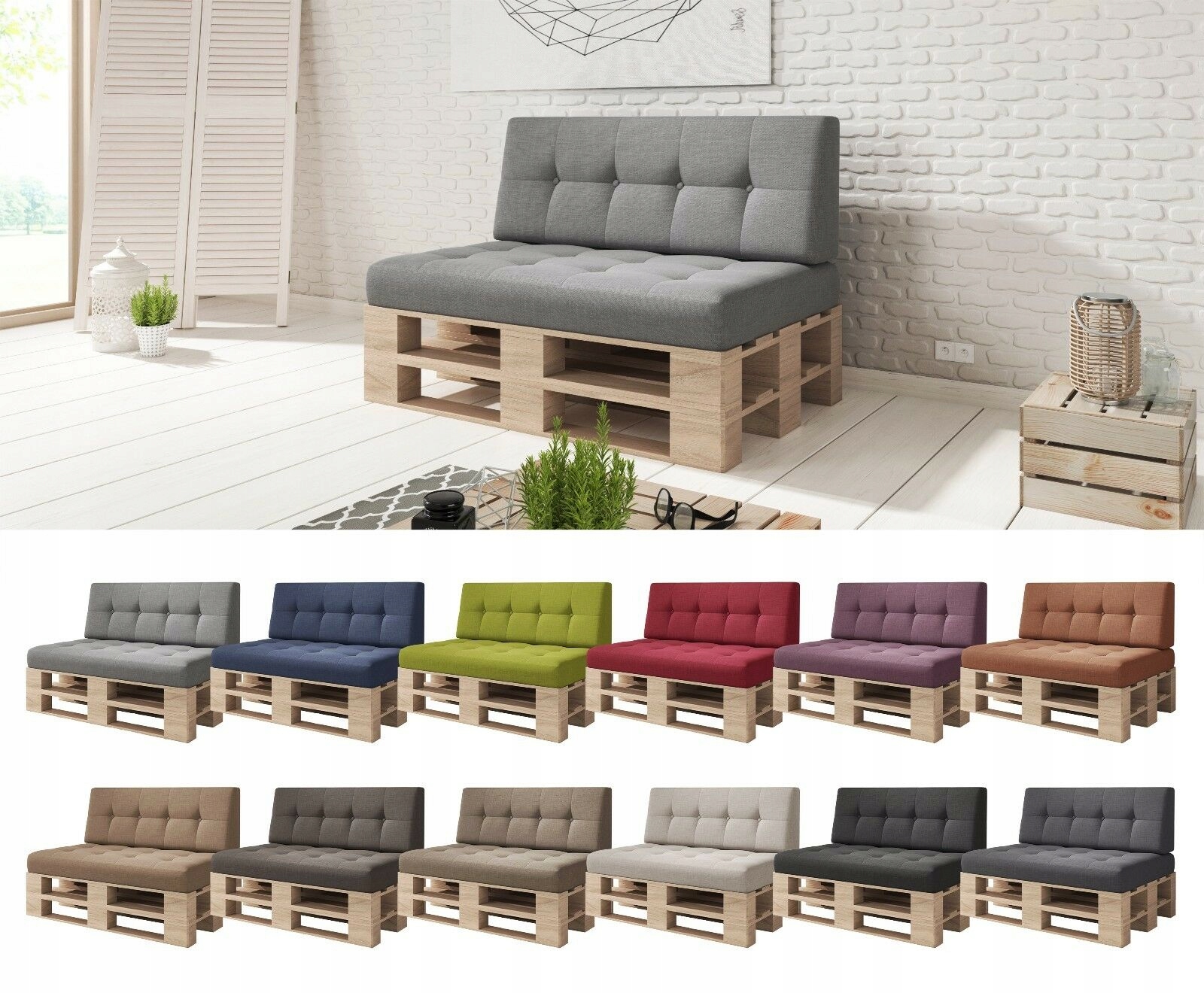 Sada polštářů 120 x 80 cm opěradlo sedák Verona Barvy Odolné