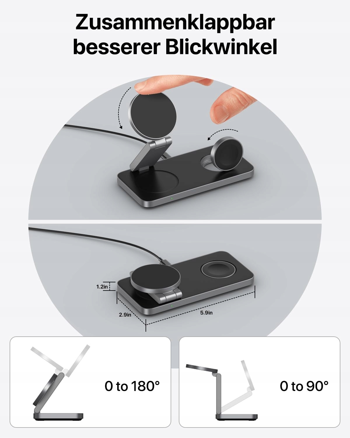 QTLier Stacja Ładowania 3w1 iPhone Apple Watch AirPods Bezprzewodowa — miniatura 3