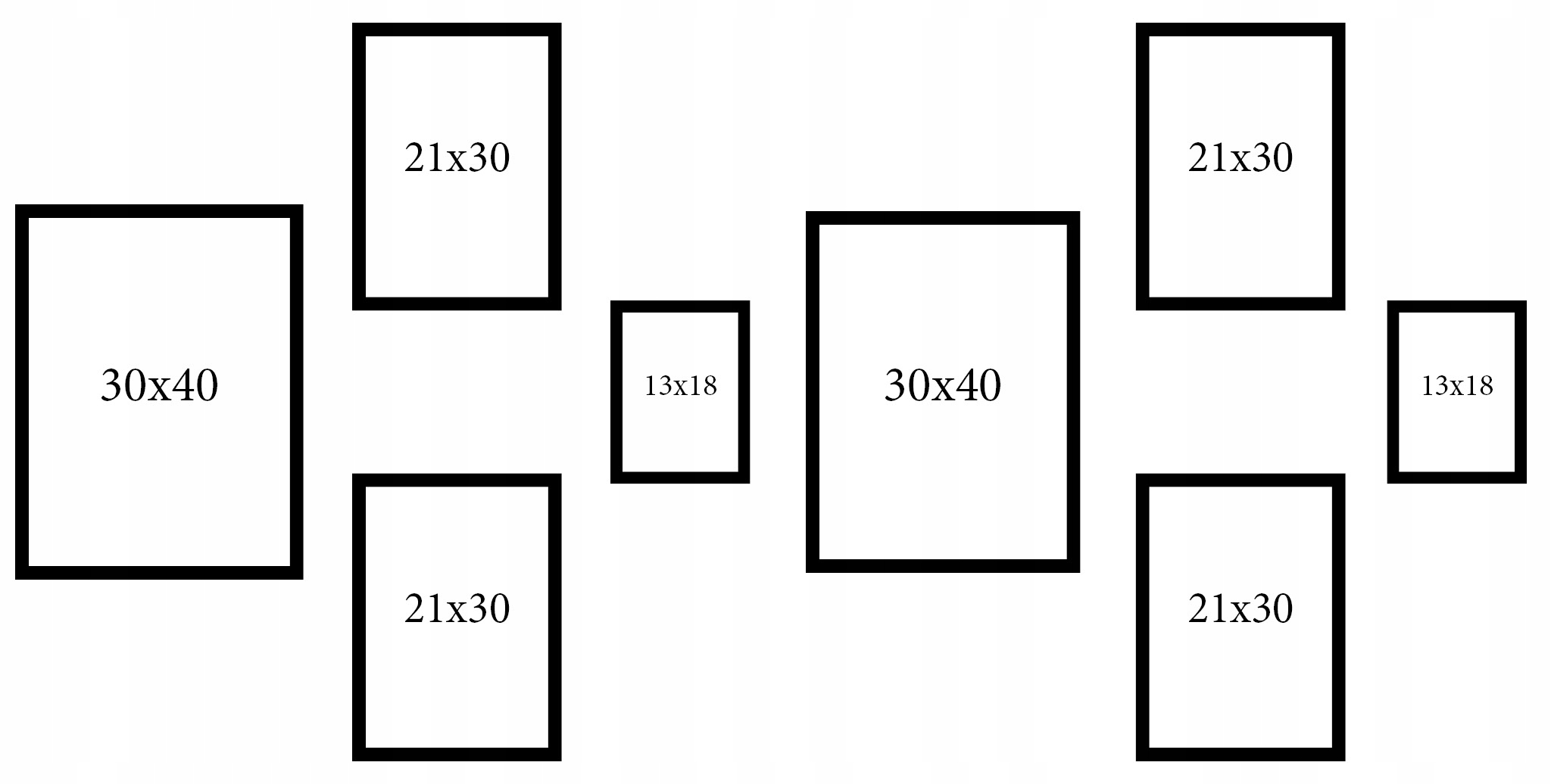 Fotorámečky sada 8ks 30x40, A4, 13x18