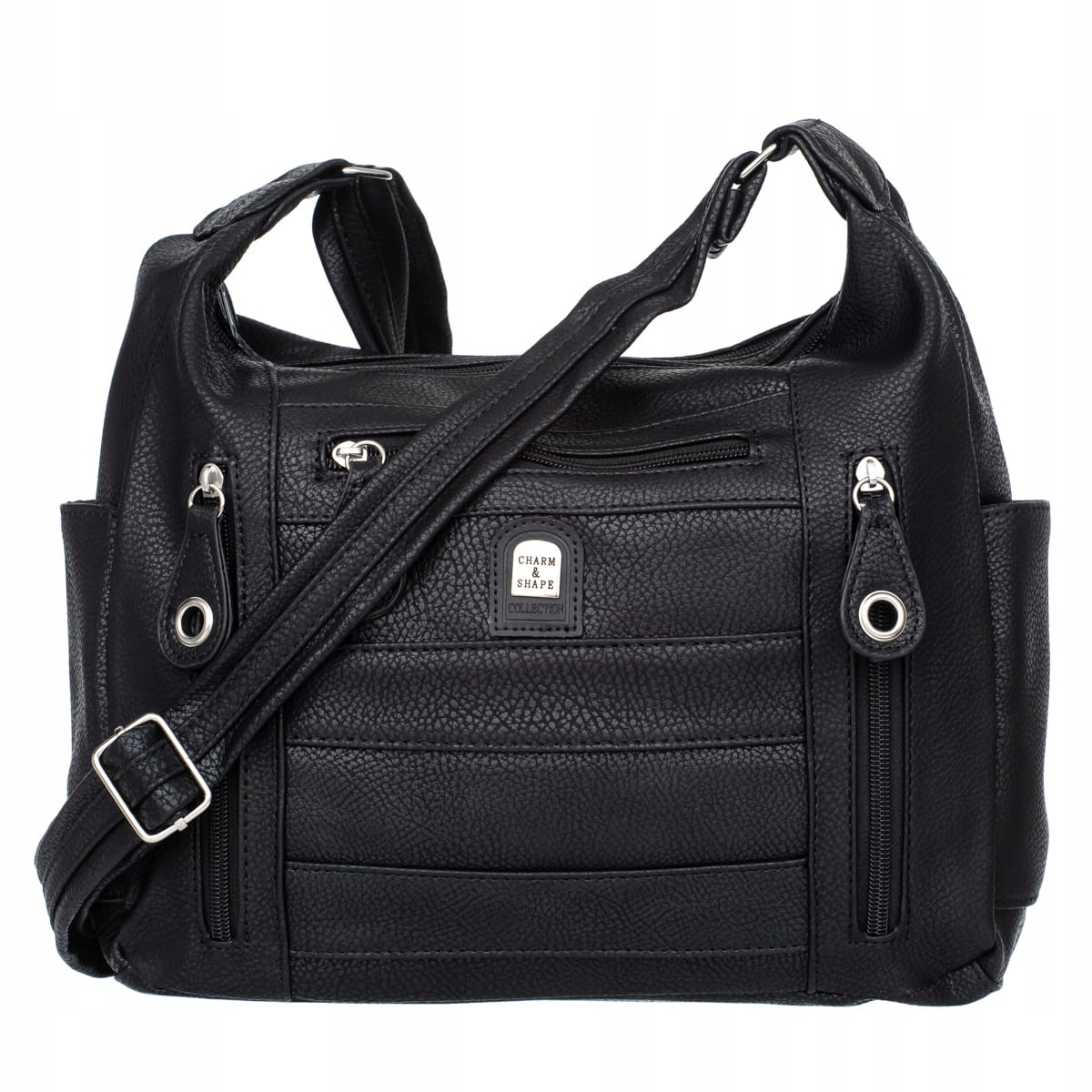 TOREBKA DAMSKA POJEMNA TORBA NA RAMIĘ KIESZONKI Charm & Shape