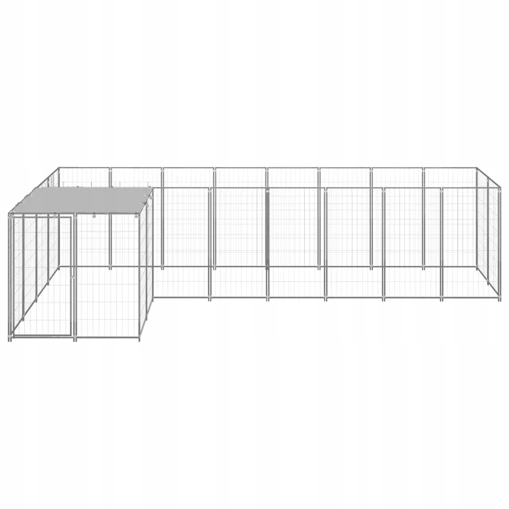 Levně vidaXL Kotec pro psa, stříbrná, 6,05 m², ocelová