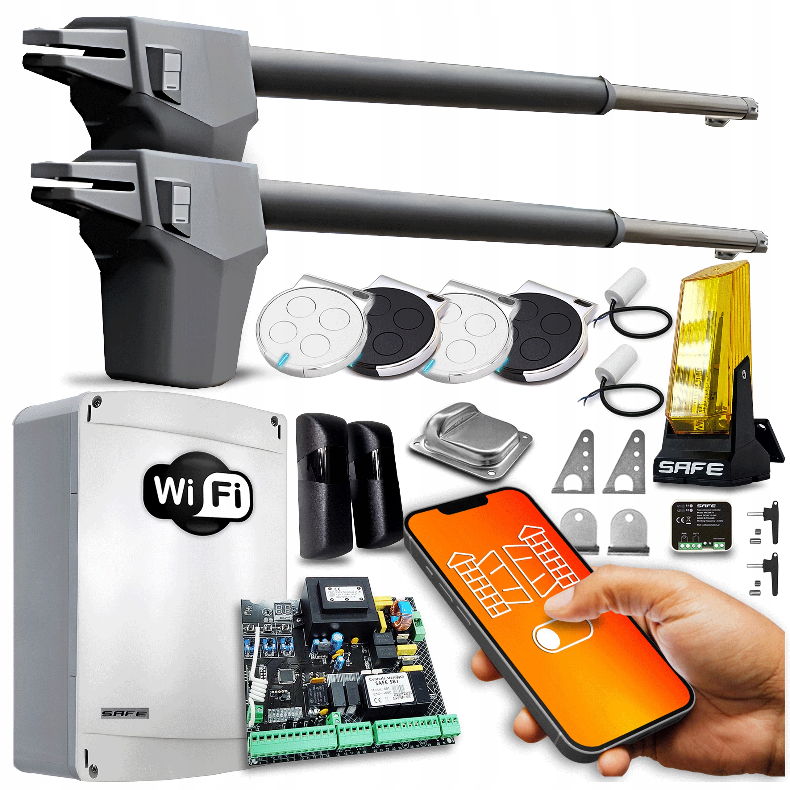 Set Pohon Pre Dvojkrídlovú bránu 7 m lampa Wifi Automat Tuya