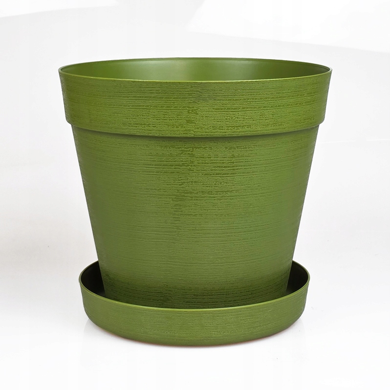 ZESTAW Doniczka 26cm + Podstawka 22cm, 8L Stylowy Zestaw EKO, OLIWKOWY