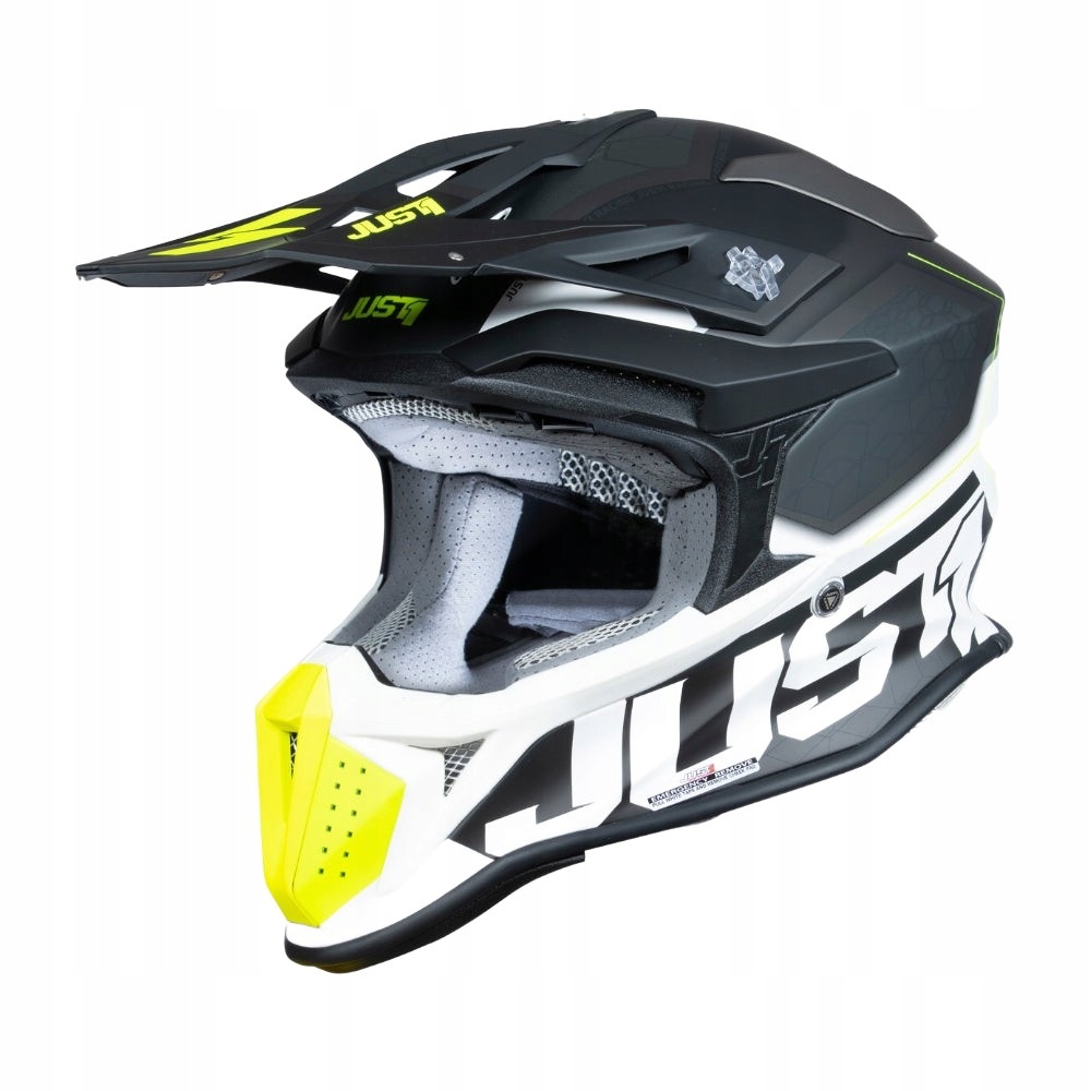 Motocyklová Prilba Crossová Štvorkolka JUST1 J-18 F Hexa Žltá Fluo Čierna Biela XL