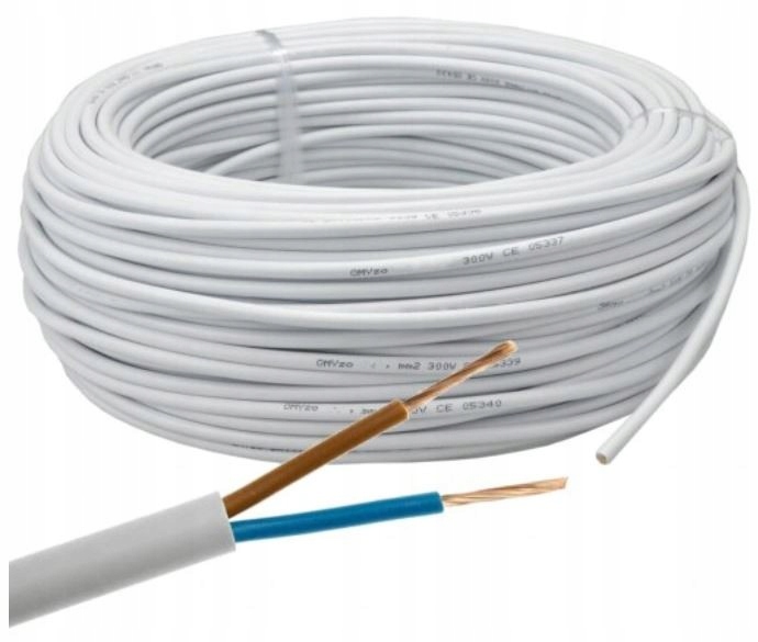 Kábel Omy 2x1,5, okrúhly, biely H03VV-F (balenie 100 m)