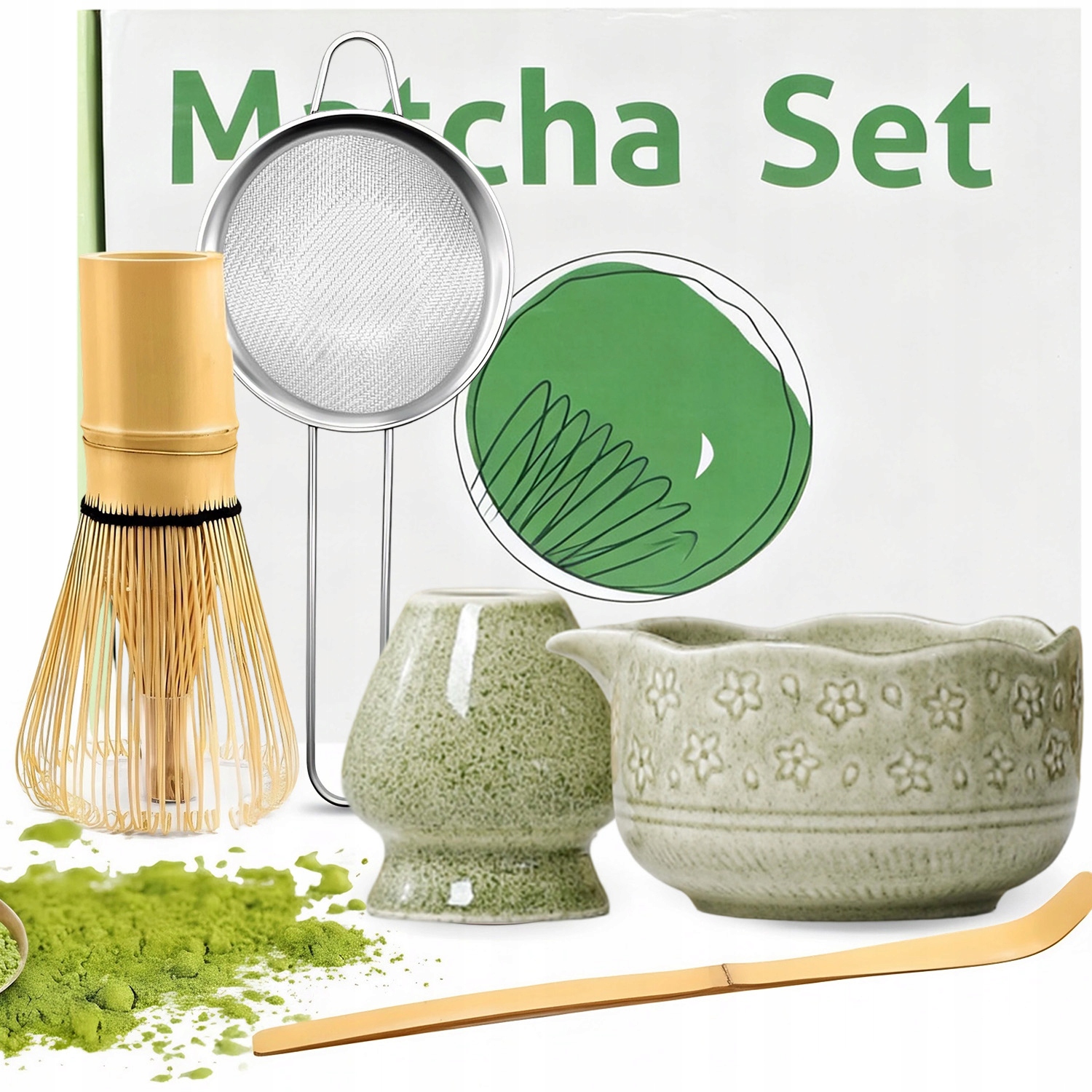 Levně Sada Na Matchu Japonský Styl 5DÍLNÁ S Pěchovadlem Na Vejce, Odtok Čaje