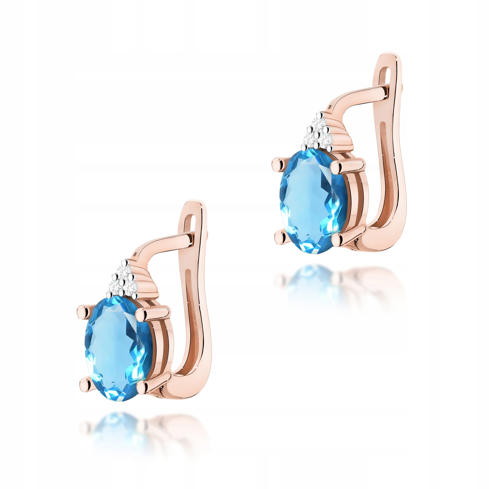 Zlaté náušnice růžové zlato 585 Topaz Swiss 2 x 0,90 ct růžové zlato 2.2 g