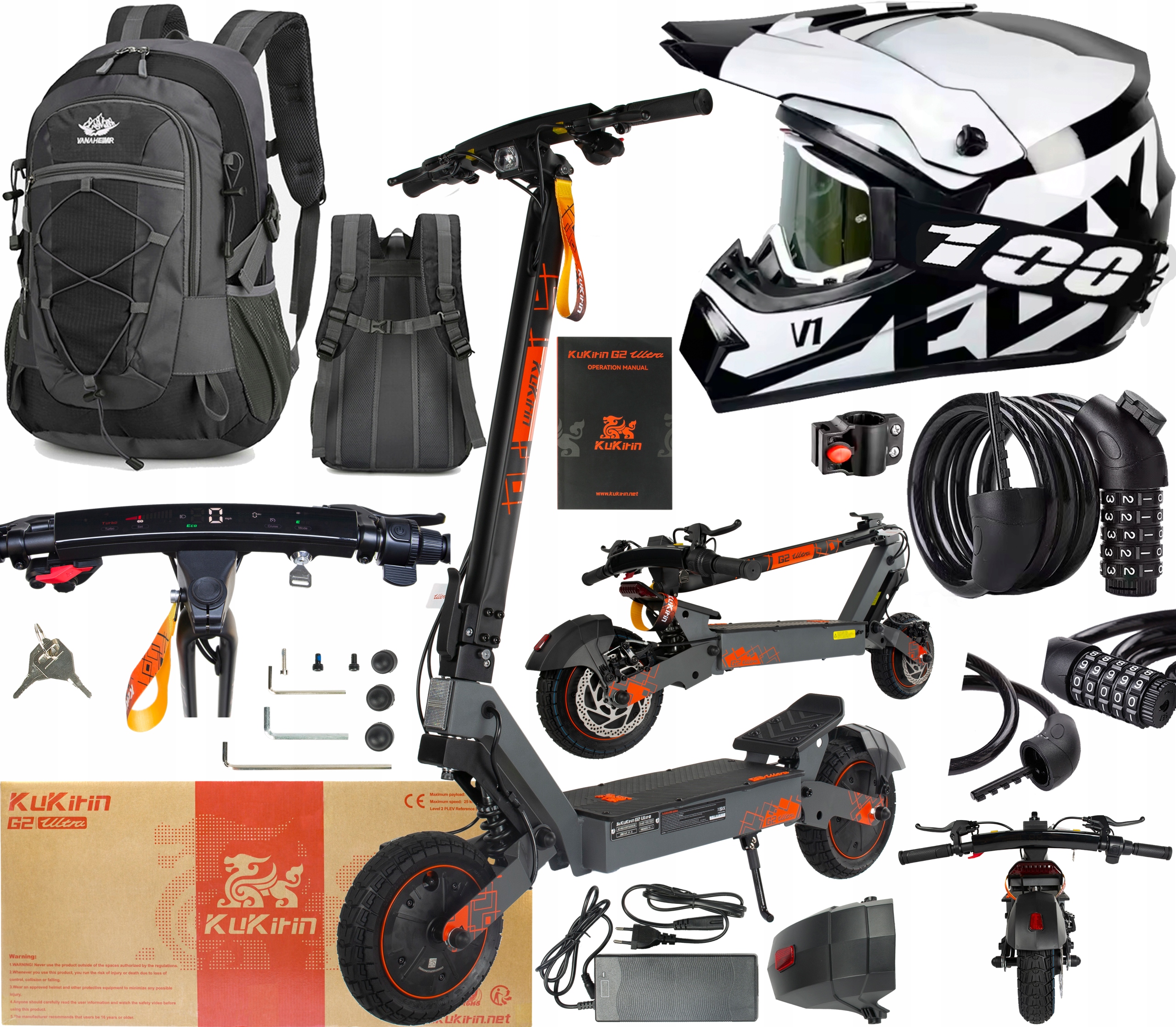 KuKirin G2 Ultra Elektrická vozidla 1600W 48V 18Ah 50km/h 55KM +Dárek 5