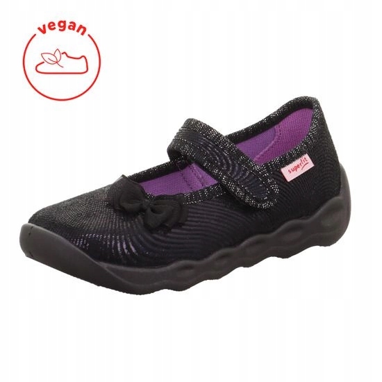Superfit kapcie baleriny 1-006271-0040 Bubble czarne z kokardą r. 28
