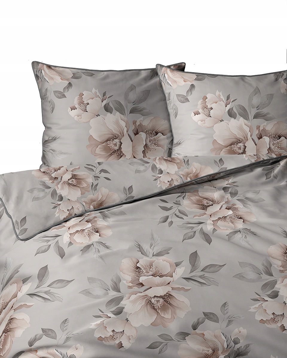 Pościel bawełniana z perkalu z lamówka 220x200 Lame Percale Perkal kwiaty