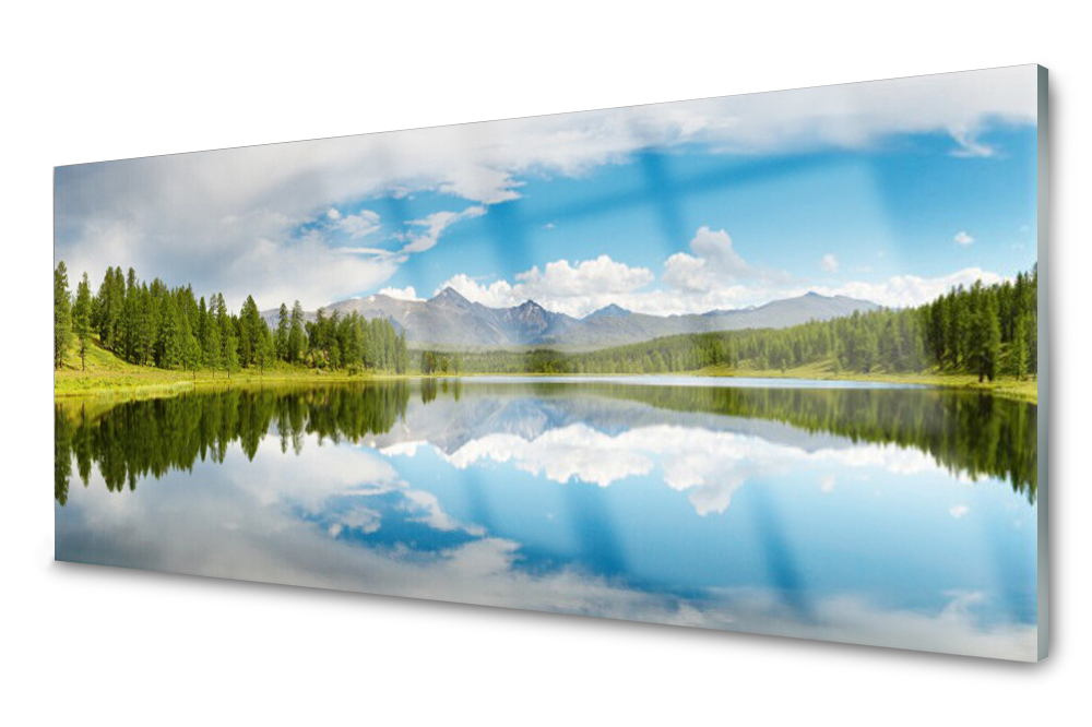 

Panel szklany do kuchni Las Jezioro Góry 125x50