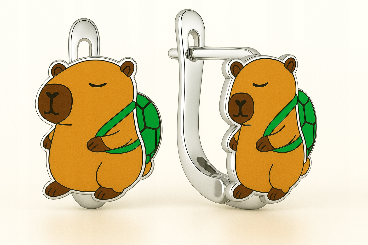 Srebrne kolczyki angielskie kapibary dla dzieci srebro próba 925