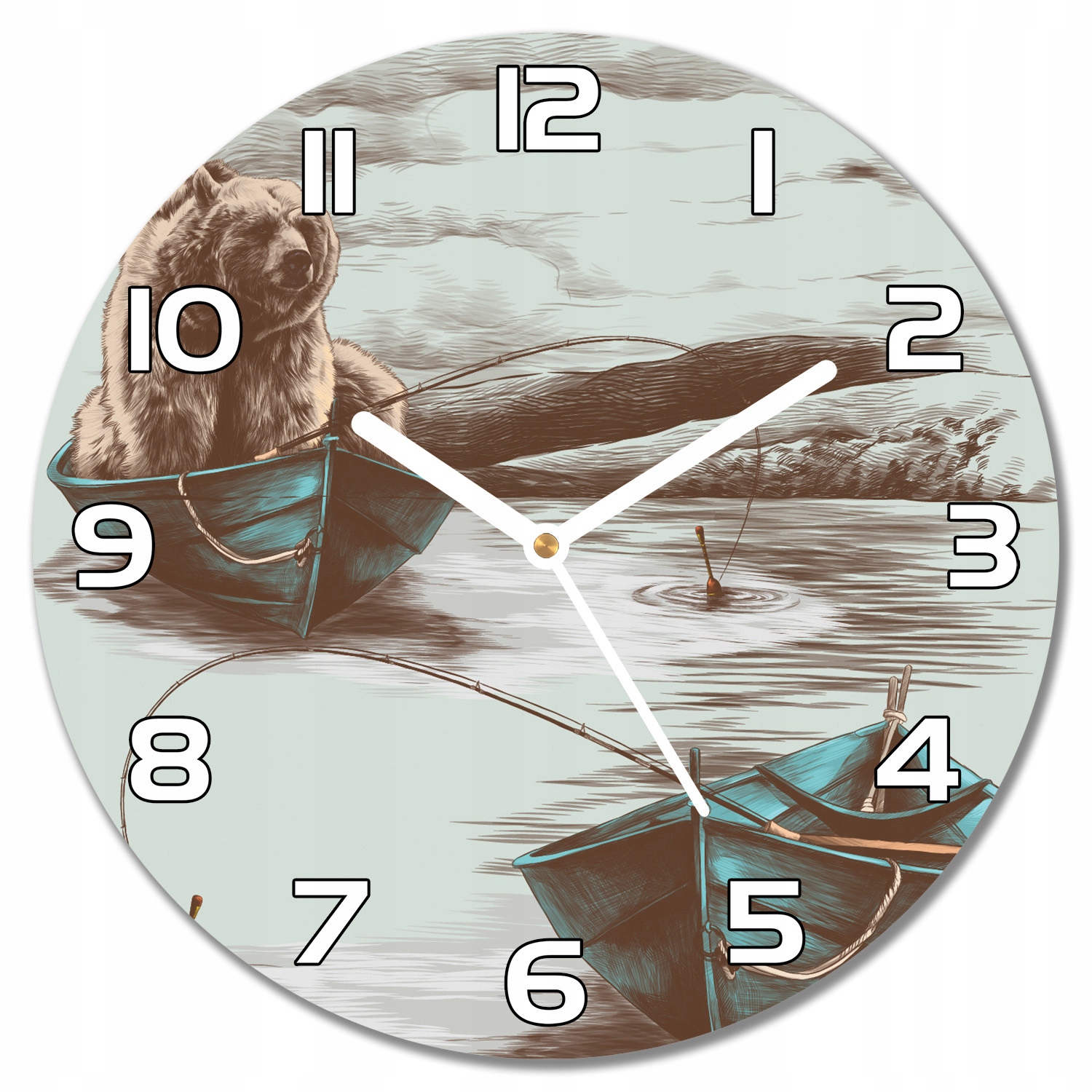 

Ładny zegar szklany Niedźwiedź w łodzi f30 cm