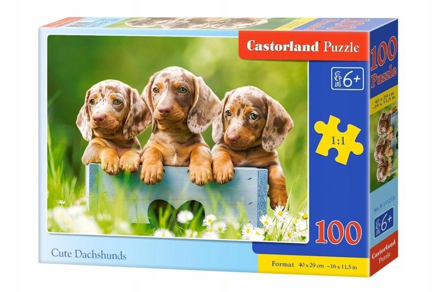 

Puzzle 100 el Słodkie jamniki Psy pieski zwierzaki