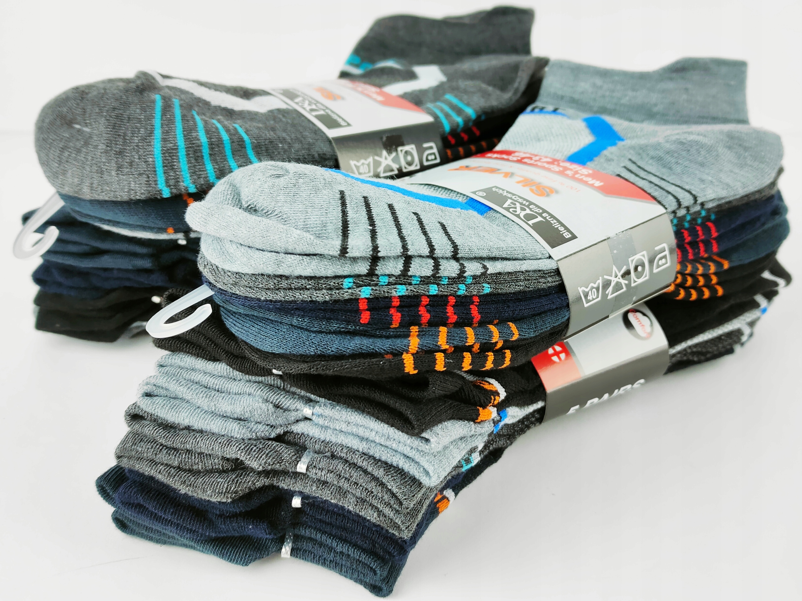 10x Skarpety SPORTOWE Bawełna ODDYCHAJĄCE Krótkie SILVER AG+ Rozmiar 43-46