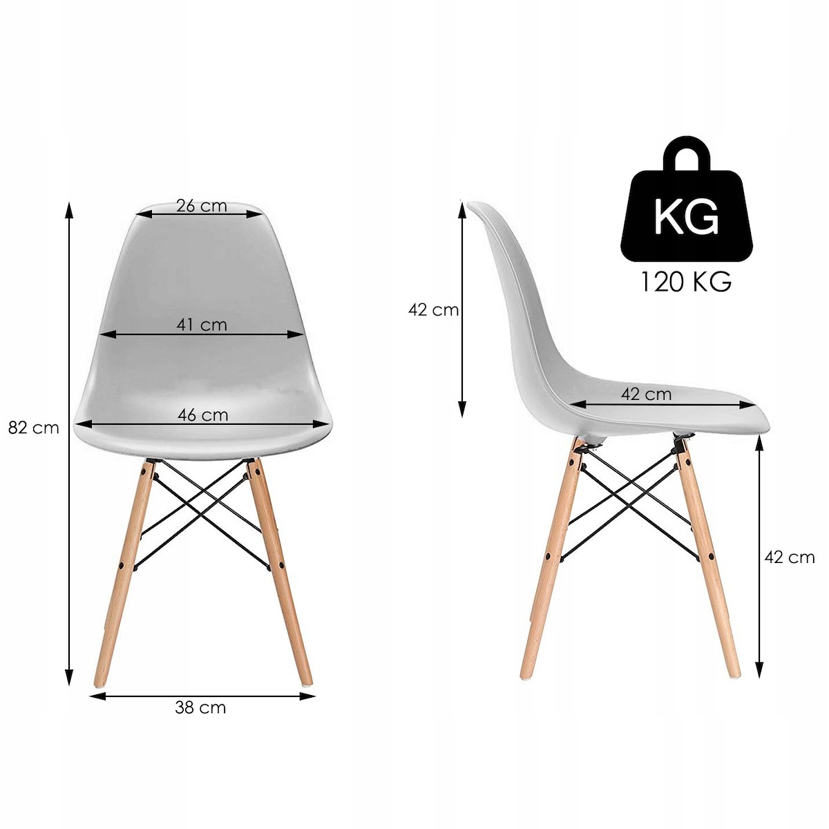 KRZESŁO NOWOCZESNE DO SALONU KUCHNI JADALNI Głębokość mebla 42 cm
