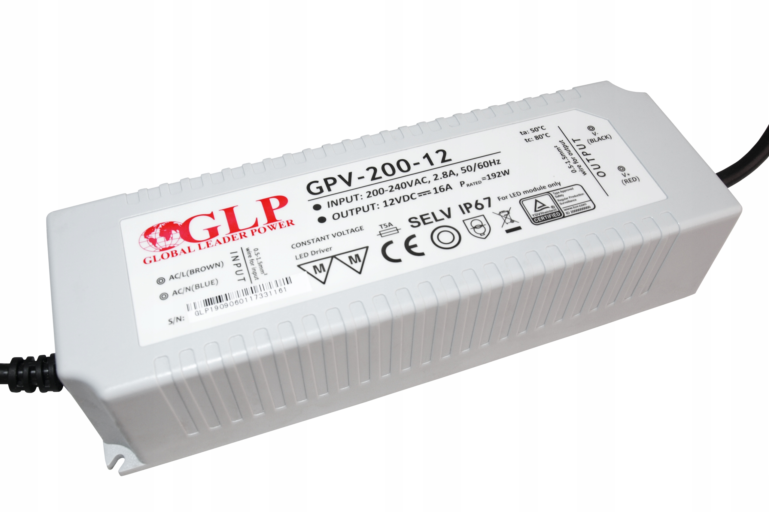 Led zdroj Glp GPV-200-12 pro Led osvětlení 192W 12V 16A IP67
