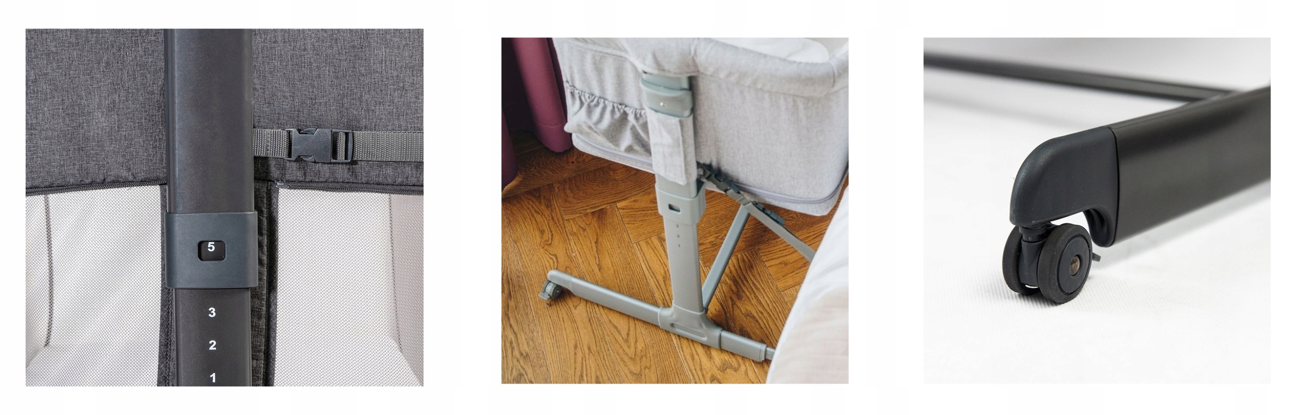 ŁÓŻECZKO DOSTAWNE KOJEC 3w1 ESPIRO 07 CLOUD GREY Szerokość produktu 70 cm