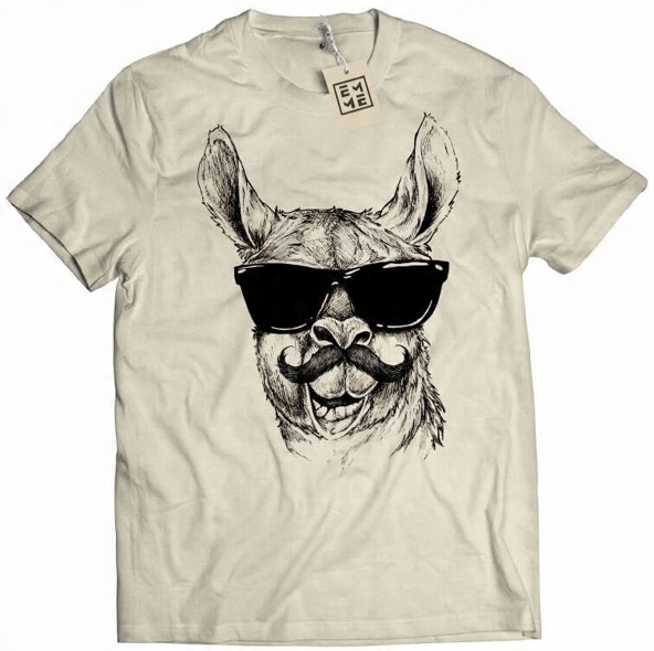 

Koszulka Cool Llama Moustache beżowa S