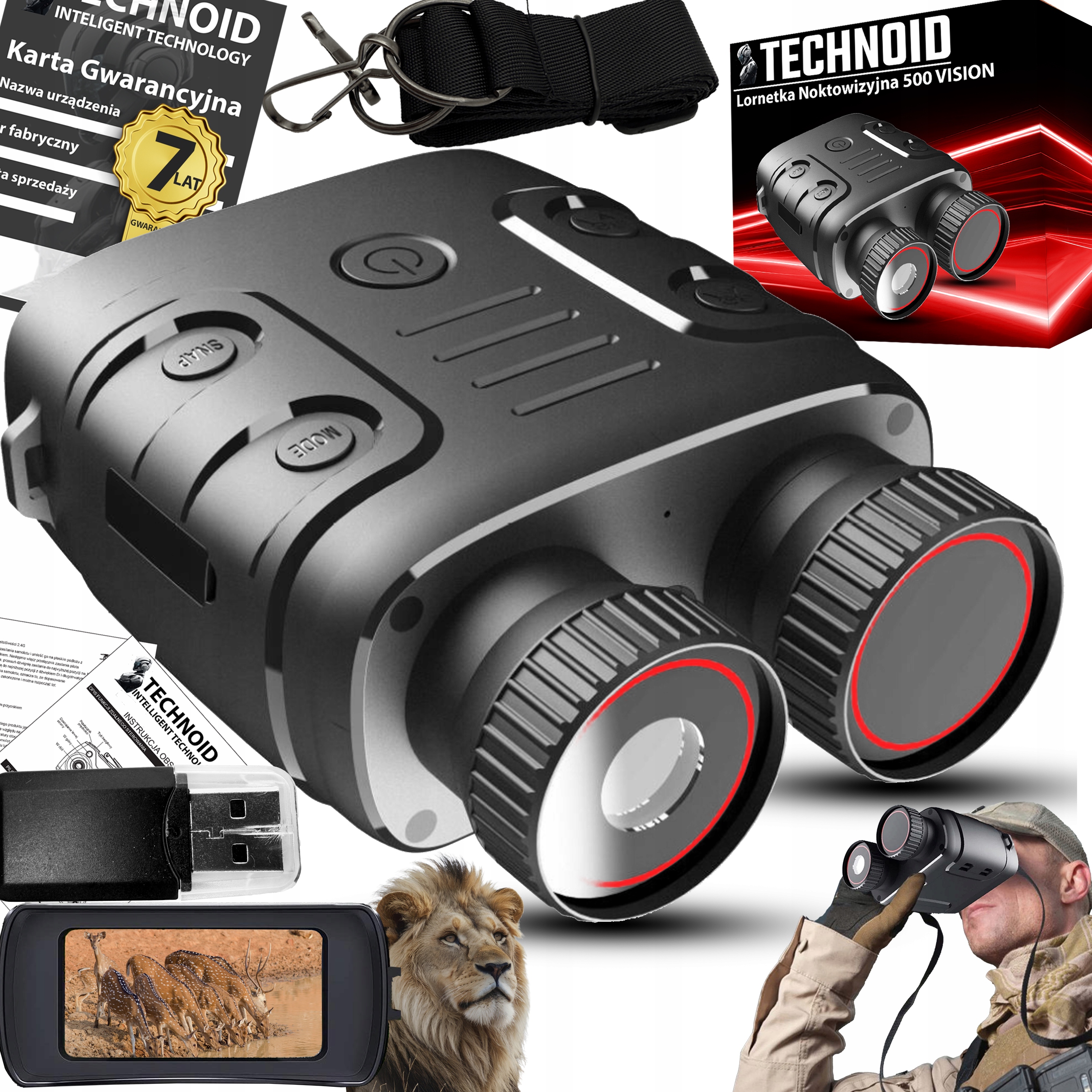 LORNETKA NOKTOWIZOR WOJSKOWY LORNETKA Z NOKTOWIZOREM ZOOM 500 VISION ULTRA