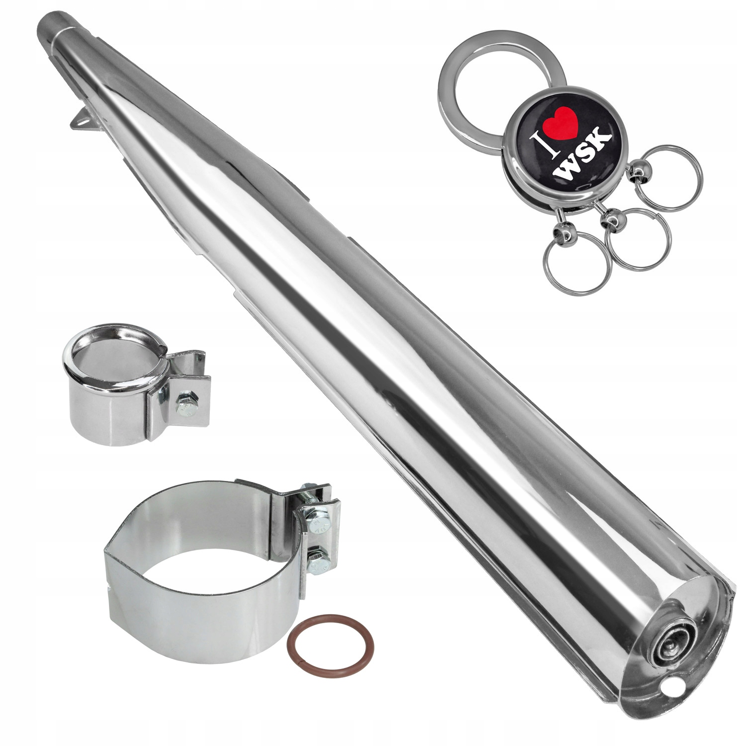 TŁUMIK CHROM OBEJMY KOLANKO WSK 175 KOBUZ PERKOZ